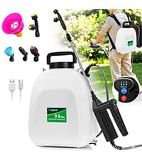 Battery Powered Sprayer 3.2 Gallon, VAXMAY Backpack Sprayer with 3 Adjustable Speeds, Battery Indicator, 5 Mist Nozzles, 41" Retractable Wand, USB Rechargeable Weed Sprayer for Lawn Garden Yard
