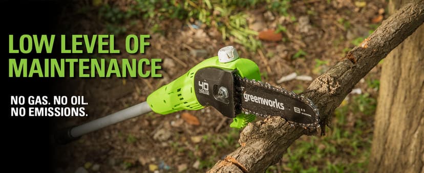 Greenworks 40V 8-Inch Cordless Polesaw, 2.0Ah Battery and Charger Included PS40B210