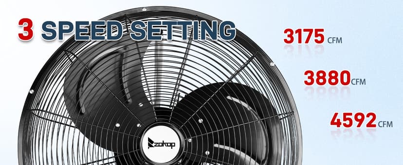 Winado 18 inch Wall Mount Oscillating Fan, High Velocity 3-speed Max 4592 CFM Industrial Wall Fan w/Aluminum Blades for Indoor, Commercial, Residential, Warehouse, Garage