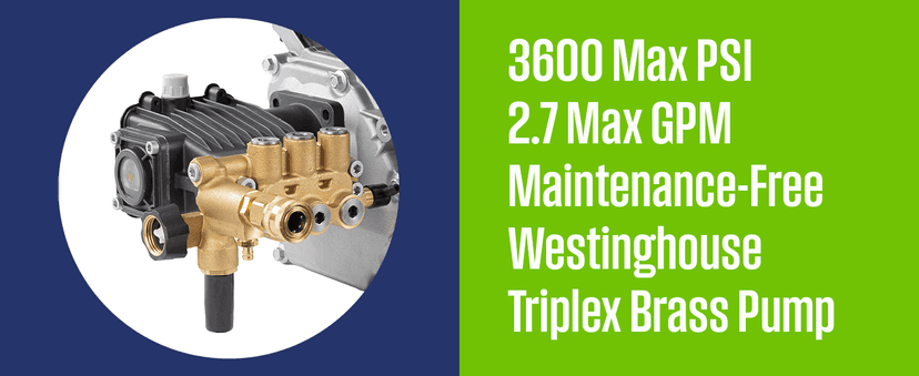 Westinghouse WPX3600 Gas Pressure Washer, 3600 PSI and 2.7 Max GPM, Onboard Soap Tank, Spray Gun and Wand, 5 Nozzle Set, for Cars/Fences/Driveways/Homes/Patios/Furniture