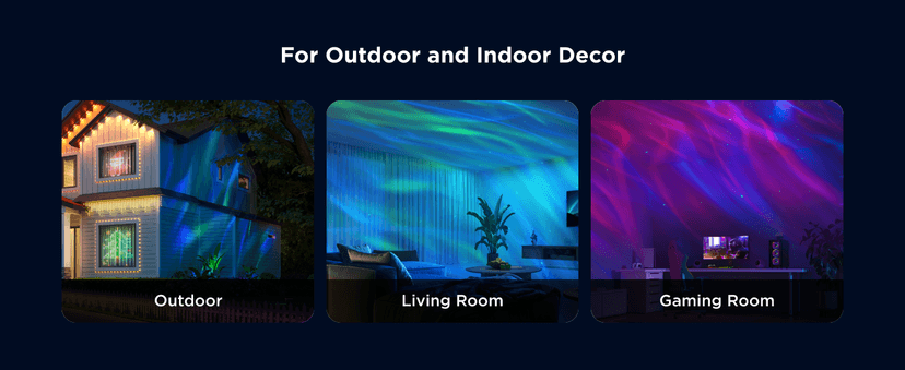 Govee Outdoor Projector Light, Laser and Aurora Star Projector Light for Indoor and Outdoor Decor, 16 RGB Patterns, RGBW Aurora, 51 Scene Modes, Works with Alexa, Google Assistant, Matter