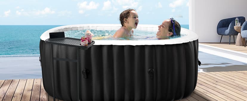2 Person Inflatable Hot Tub, Oval Portable Hot Tub, Leak-Proof Blow up Hot Tub with 100 Air Jets, PVC Outdoor Spa with Insulated Cover & Heater Pump, 75” L X 47”W X 25”H
