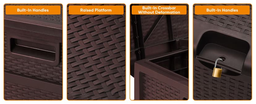 120 Gallon Resin Deck Box, Weatherproof Outdoor Storage Box for Patio, Garden, Pool, and Yard, Lockable Waterproof Bin for Tools, Cushions, and Accessories, Grey