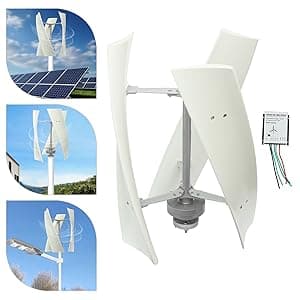 Wind Turbine, 500W Vertical Axis Wind Turbine Generator Home Windmill Kit Hybrid Wind System with Controller for Home, Business, Industrial Energy Supply (500W 12V White)