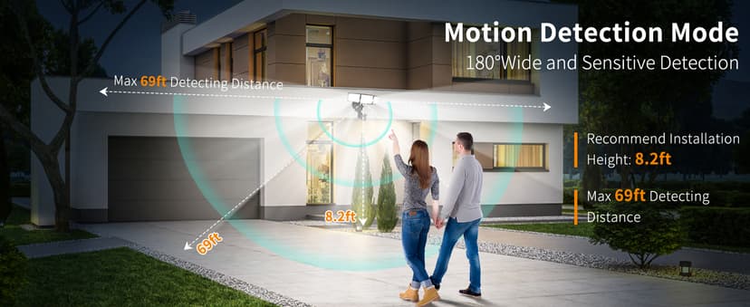 LUTEC 72W 7500LM LED Security Lights Motion Sensor Light Outdoor, 5000K Daylight, IP65 Waterproof, Dusk to Dawn, 3-Head Motion Detected Flood Light for Garage, Yard, Porch(Black)