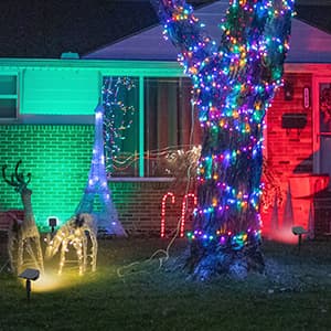 Solar Spotlights Outdoor,40 LEDs Color Changing RGB Landscape Path Lights,USB & Powered Multicoloured Spotlights,14 Colors Auto Cycling for Yard,Garden,2 Pack