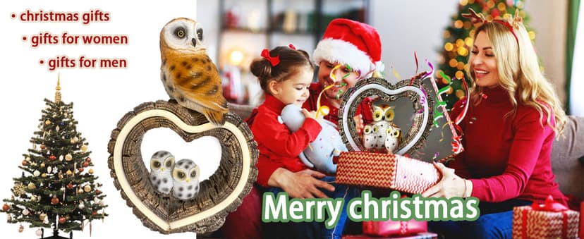 Solar Owl Garden Statue, Outdoor Waterproof Handmade Resin Statue,Garden Sculpture with Solar LED Lights, Warm Owl Statue Decoration, Suitable for Roads, Yards, lawns (Warm Owl Family)