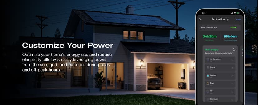 EF ECOFLOW DELTA Pro Ultra with Smart Home Panel, 6000Wh Power Station, 120/240V 7200W AC Output, Lifepo4 Home Battery Backup Expandable to 90kWh, 2H to Full Charge, Solar Generator for Home Use, RV