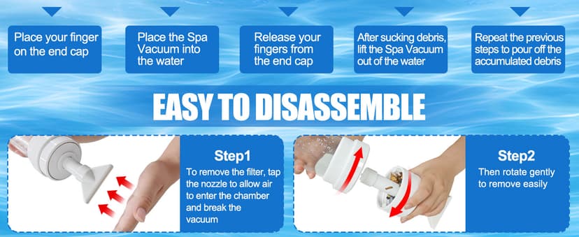 Paradise Power Spa Vac 6250 Compatible Hot Tub Vacuum - Cordless, No Batteries, Sucks Up Rocks, Leaves in Spas, Hot Tubs, Pool Steps