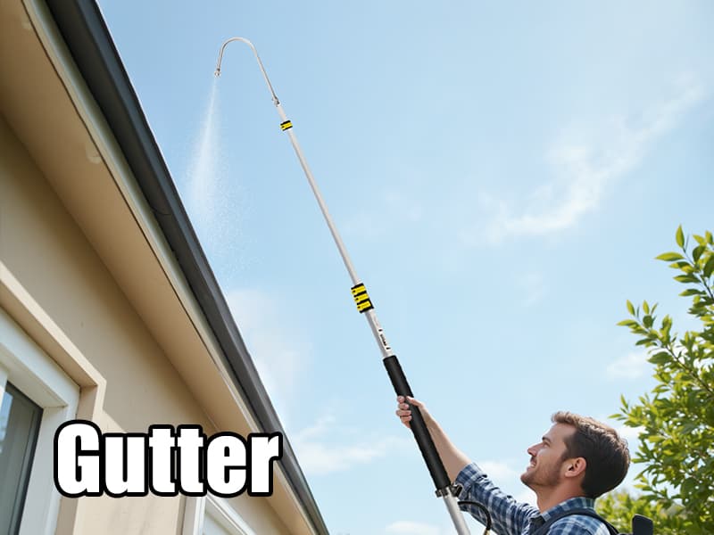 janz 24 FT, Aluminum Telescoping Pressure Washer Wand with 2 Pressure Washer Extension Wands,Gutter Cleaner Attachment, 7 Spray Nozzle Tips, 2 Hose Inlet Adapters, Pivoting Coupler and Support Harness