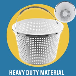 Swimables Pool Skimmer Basket Compatible with Waterway Skimmer Basket 542-3240 for Renegade Skimmers Pool Basket | Built-in Brass Weight | 316 Stainless Steel Handle & Convenient Rubber Grip