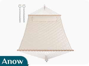 ANOW Outdoor Rope Hammock with Spreader Bars, Heavy Duty Hammock with Pad for Outdoors Indoors, 450 LBS Weight Capacity, Gray