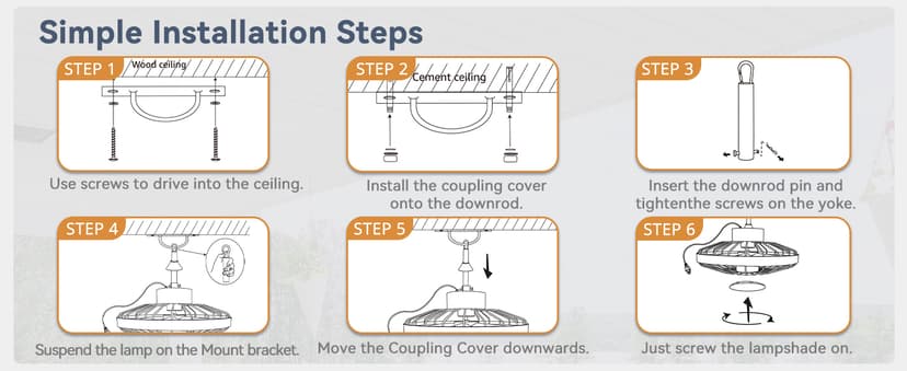 LEDIARY 20" Outdoor Ceiling Fans with Lights and Remote Control, Waterproof Caged Ceiling Fan with 3 Color LED Light,Portable Hanging Gazebo Fan with Plug in Cord Hook for Patios,Black