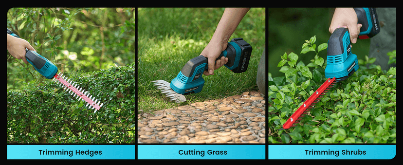 Seesii 6-in-1 Cordless Pole Saw and Pole Hedge Trimmer Grass Shears Combo Kit, Electric Mini Chainsaw with 2*4.0 Ah Batteries, Extension Tree Prunner, Bush Trimmer Limb Branch Cutter, 16ft Long Reach