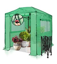 EAGLE PEAK 9x4 Lean-to Portable Walk-in Greenhouse, Pop-up Indoor Outdoor Garden Green House, Zippered Doors and Window, PE Cover, Green