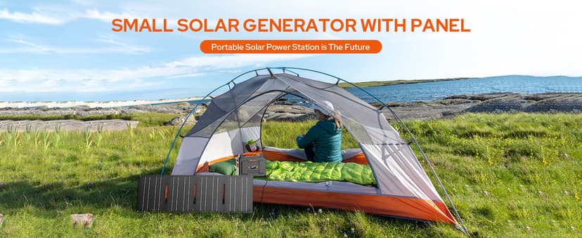 Portable Power Station with Foldable 40W Solar Panel, 100W Solar Powered Generator with Panels,110V AC Outlet Camping Solar Power Bank 146Wh Lithium Battery Pack for Home RV Outdoor Power Outage