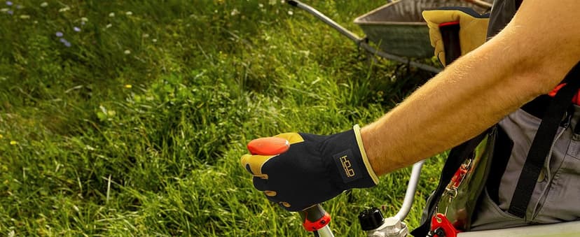 HANDLANDY Men Leather Gardening Gloves, Utility Work Gloves for Mechanics, Construction, Driver, Dexterity Breathable Design