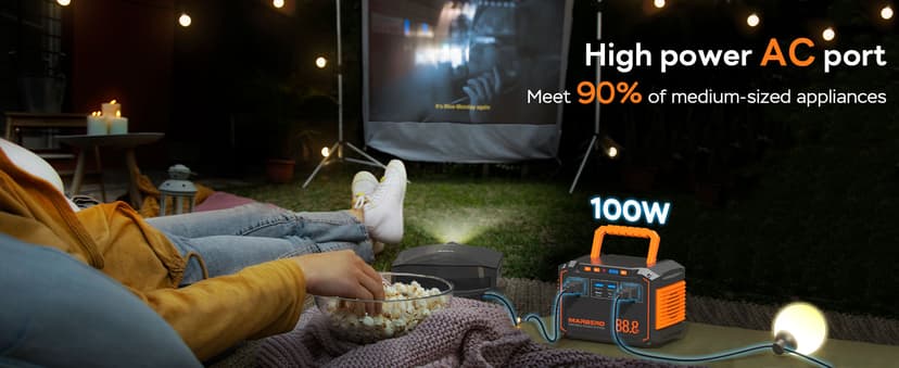 MARBERO Portable Power Station 88.8Wh Solar Generator 150W Peak Lithium Battery Backup Power Bank with LED Light for Home Outdoor Travel Emergency RV Off-Grid Living (Solar Panel Optional)