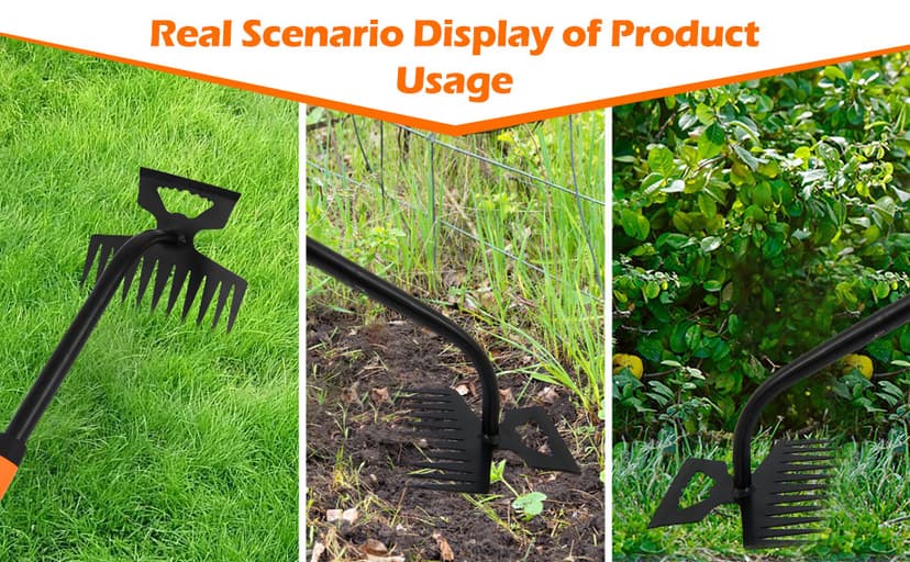 2024 New Gardening Hand Weeder Tools, Weeding Artifact Uproot Weeding Tools, Manganese Steel Weed Remover Tool Hand Weed Puller, for Yard and Garden(11 Tines)