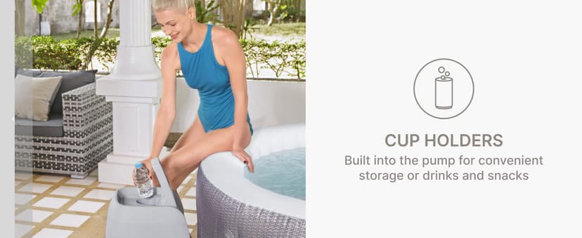 Bestway SaluSpa Cancun 71" x 26" Inflatable Hot Tub Round Portable Outdoor Spa with 120 AirJets and EnergySense Energy Saving Cover, Grey