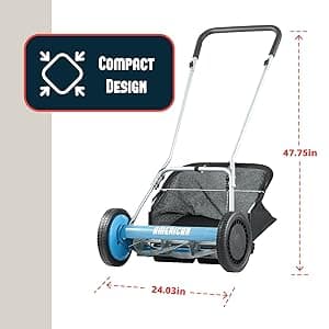 American Lawn Mower Company 1804-18 18-Inch 5-Blade Walk Behind Reel Lawn Mower with Grass Catcher