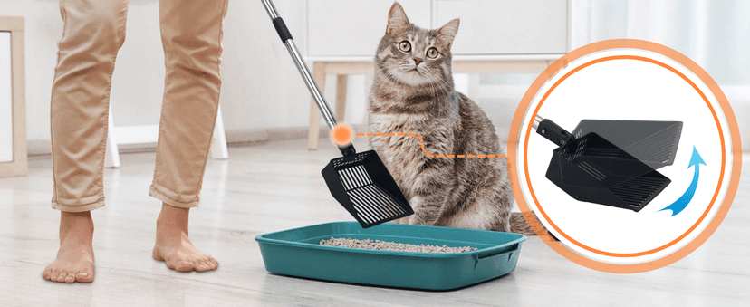 KeFanta Cat Litter Scoop, 41in Metal Kitty Poop Scooper, Heavy Duty Stainless Steel Sifting Shovel with Long Handle for Chicken Coop