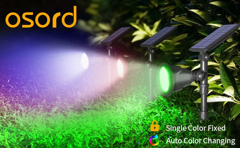 Solar Outdoor Lights, 9 Modes Color Changing 18 LED Solar Spot Lights Outdoor Waterproof Spotlight Landscape Light Solar Powered for Garden Yard Tree Flag Patio Christmas Halloween(2 Pack)
