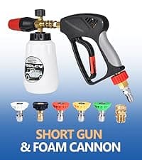 TOOLCY Gas Pressure Washer 3200 PSI & 2.6 GPM, High Performance Engine, Includes Swivel Spray Gun and Wand, 35FT Power Washer Hose, 5 Nozzle Tips, Onboard Soap Tank, for Cars/Driveways/Homes