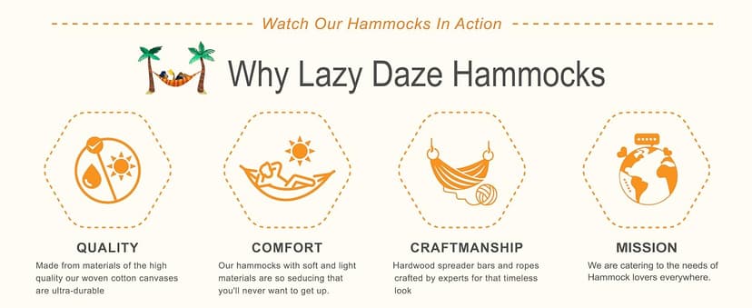 Lazy Daze Hammocks 12FT Double Rope Hammocks, 2 Person Hand Woven Cotton Hammock with Spreader Bar for Outdoor, Indoor, Patio, Poolside, FIT 13-15 Foot Stand, Max 450 Lbs, Natural, 141 x 57 inches