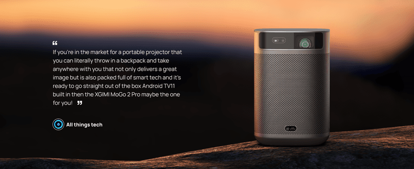 XGIMI MoGo 2 Pro 1080P Portable Projector, Mini Projector with WiFi and Bluetooth, Android TV 11.0, 400 ISO Lumens, 2X8W Speakers, Supports 4K, Auto Focus, Object Avoidance, and Screen Adaption