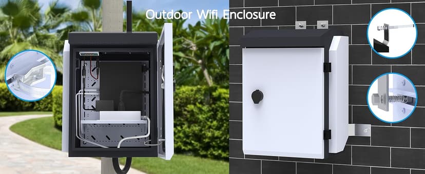 Outdoor Electrical Box with Thermostat and Fan, Precise Temperature Control 0.1°F, IP65 Water Resistant Rating, Galvanized Steel, Aluminum Rear Beam(15.7"x12.6"x9.6")