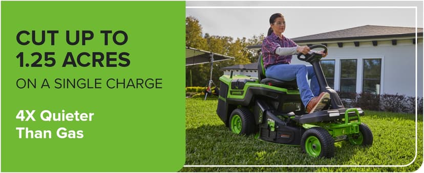 Greenworks 60V 30" Tractor, (4) 8.0Ah + Wall Charger