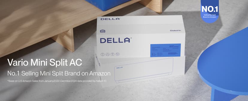 DELLA Vario 12000 BTU Mini Split Air Conditioner Work with Alexa 19 SEER2 Cools Up to 550 Sq.Ft Energy Efficient Ductless Inverter System, Heat Pump Pre-Charged and 16.4ft Installation Kits