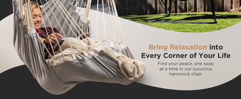 Indoor Hammock Chair Swing - Hanging Hammock Swing Chair - Indoor/Outdoor - Hanging Chairs for Bedroom, Patio, Porch, Swinging Chair Hammock for Adults - Built-In Footrest - Spacious Full Body Support
