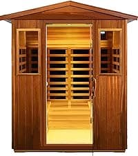 Outdoor Sauna 2 Person Infrared Sauna Far Infrared Saunas for Home 0-5 mg Low EMF Home Sauna Spa Mahogany Wood Sauna Room with Bluetooth Speakers, LED Reading Lamps, Chromotherapy Lights