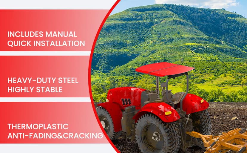 Red Tractor Canopy for ROPS 53-3/8" X 53-3/8", Tractor Shade Canopy Roof for Tractor and Mowers, Non-Fading High-Density Thermoplastic (Will Add About 4'' to The Height of The Tractor)