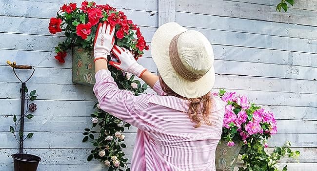 COOLJOB 6 Pairs Gardening Gloves for Women Ladies, Breathable Rubber Coated for Yard Garden, Outdoor Indoor Protective Work with Grip, Medium Size, Red & Green