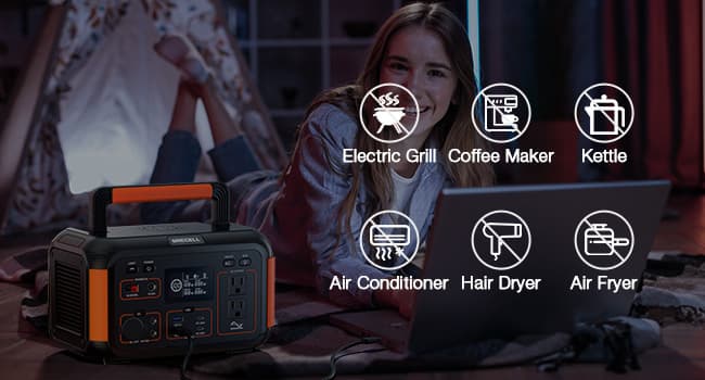 GRECELL 500W Portable Power Station 444Wh Solar Generator with 110V Pure Sine Wave AC Outlet/PD60W, 1000W Peak power station for Camping Trip RV Outdoor Home Emergency Backup & Solar Powered