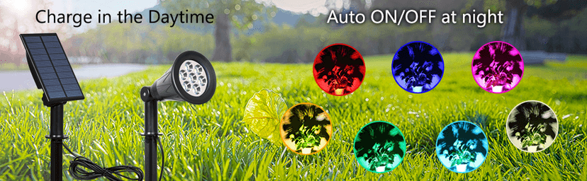 T-SUNUS Christmas Solar Landscape Spotlights Color Changing 2 Pack, Halloween Solar Spot Lights Outdoor Waterproof Garden Pond Light, Separately Installed for Outdoor/Indoor