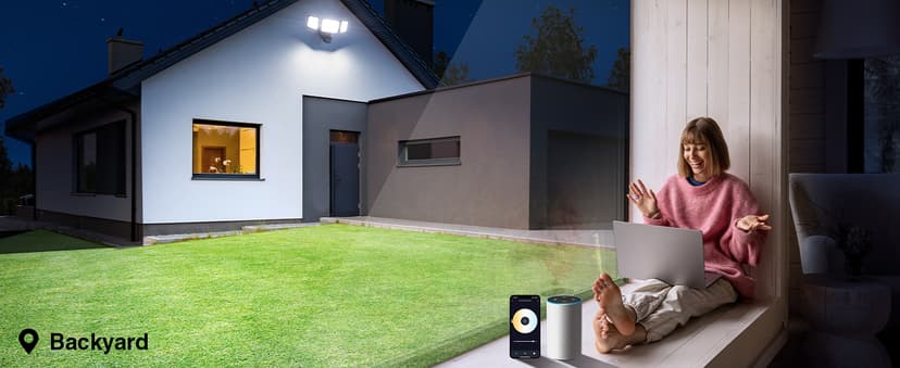 Onforu 100W Smart LED Security Lights Motion Sensor Outdoor 9000LM, 2500K-6500K, WiFi Alexa Flood Light APP Control, Motion Detector with Adjustable 3 Head, IP65 Wall Light for Yard (Black)