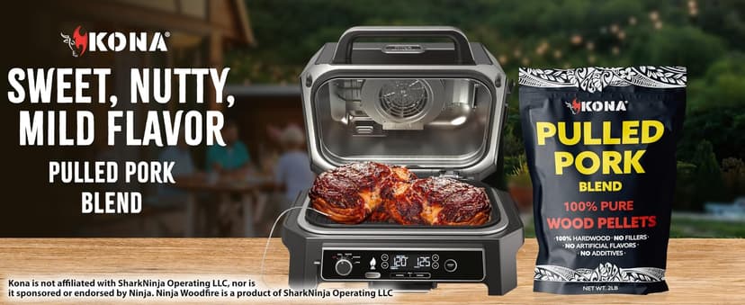 Kona Pulled Pork Blend Smoker Pellets, Intended for Ninja Woodfire Outdoor Grill, 2 lb Resealable Bag