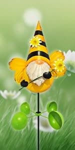 HONGLAND Metal Gnome Yard Art Outdoor Gnomes Garden Statue 18 Inch Gnome Figurine Decorative Stakes for Holiday Christmas Lawn Patio Yard Garden Decor-2 PCS