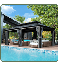 Aoxun 10'x12' Hardtop Gazebo, Aluminum Frame Canopy with Double Galvanized Steel Roof, Outdoor Metal Pavilion with Netting, Curtains for Backyard, Patio and Deck