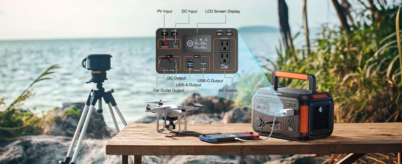 GRECELL 500W Portable Power Station 444Wh Solar Generator with 110V Pure Sine Wave AC Outlet/PD60W, 1000W Peak power station for Camping Trip RV Outdoor Home Emergency Backup & Solar Powered