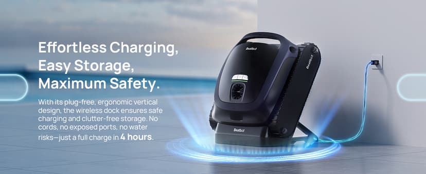 Beatbot AquaSense 2 Cordless Robotic Pool Vacuum Cleaner, Smart Surface Parking, Double-Pass Waterline Scrubbing, Cleans Floor, Walls, and Waterline, Above & In-Ground Pools up to 3,230 sq.ft - Blue