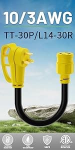 75Feet 30 Amp Generator Extension Cord 4 Prong,Heavy Duty NEMA L14-30P/L14-30R,125/250V 7500W,Green 10 Gauge STW Twist Locking Generator to House Power Cords with Cord Organizer,ETL Listed