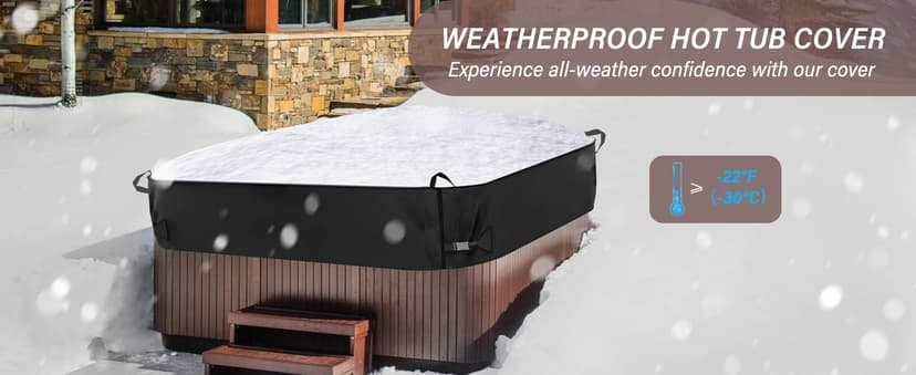 Square Hot Tub Cover 85 x 85 inch, 600D Heavy Duty Oxford Fabric SPA Cover for Hot Tub, Waterproof Outdoor SPA Hard Cover Protector, Waterproof & Anti-UV Jacuzzi Cover, Black