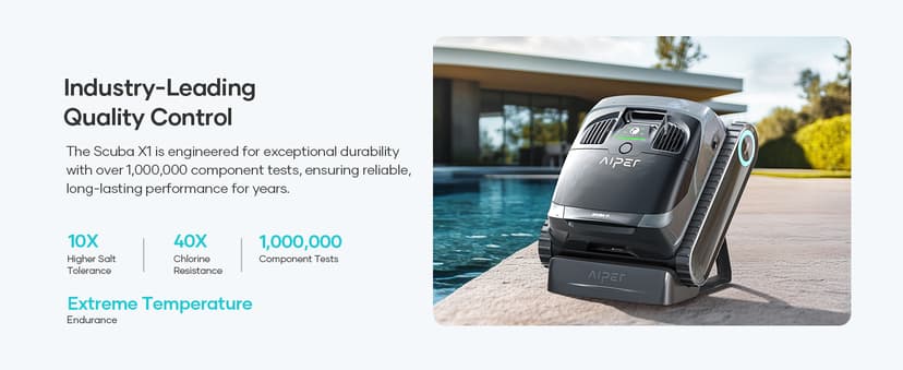 (Upgrade) AIPER Scuba X1 Cordless Robotic Pool Cleaner, 6600 GPH High-Power Suction with Dual-Jet, Multi-Layer Filtration System, Horizontal Waterline Scrubbing, Ideal for Inground Pools