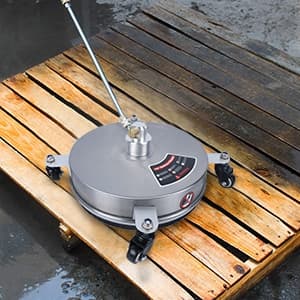 Biswing 14" Pressure Washer Surface Cleaner with 4 Wheels, Stainless Steel Power Washer Accessory for Driveways Sidewalks Patios Cleaning, 1/4" Quick Connector, 2 Extension Wand Attachments, 4000 PSI