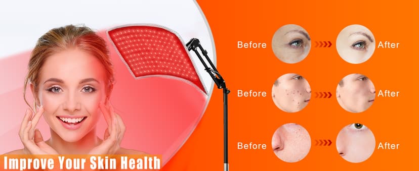 3-in-1 Red Light Therapy for Face and Body, 36W Red Light Therapy Lamp with Stand and Timer, Red Light Therapy Belt with 660nm & Infrared 850nm, for Pain Relief, Improve Sleep, Skin Health